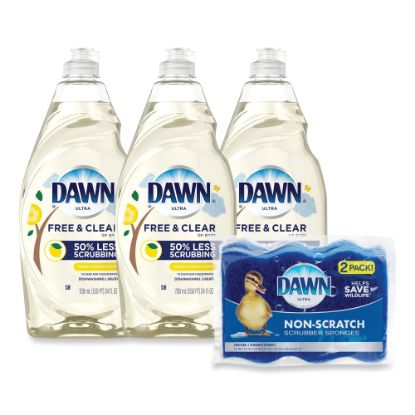 Picture of Dawn Platinum Liquid Dish Detergent, Lemon Scent, 24 Oz, Carton Of 3 Bottles/2 Sponges