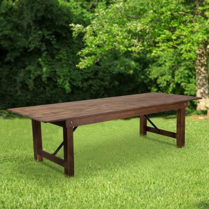 Picture of Flash Furniture Rectangular Pine Folding Farm Table, 30inH x 40inW x 108inD, Antique Rustic