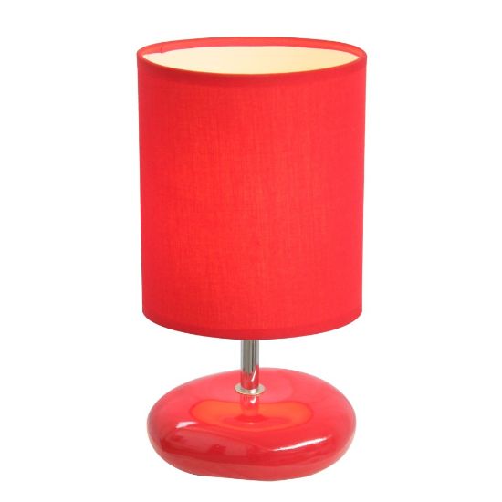 Picture of Simple Designs Stonies Small Stone Look Table Bedside Lamp, Red