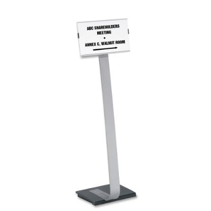 Picture of Durable Info Sign Duo Floor Sign Stand, 46 1/2inH x 11inW x 11 1/2inD, Black/Silver