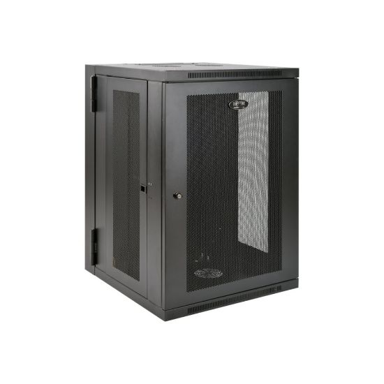 Picture of Tripp Lite 18U Wall Mount Rack Enclosure Server Cabinet Swinging Hinged Door Deep - Rack cabinet - wall mountable - black - 18U - 19in