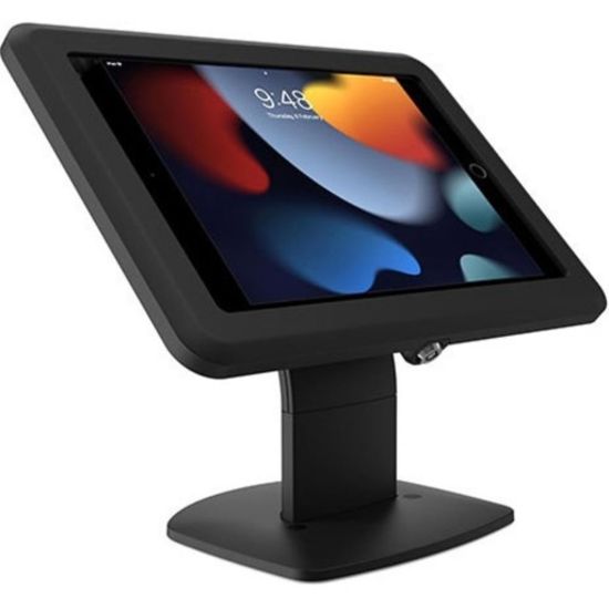 Picture of Bosstab Lockable iPad Stand - Up to 0.4in Screen Support - 10.2in Height x 11.7in Width x 6.3in Depth - Freestanding - Metal, Plastic - Black