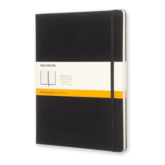 Picture of Moleskine Classic Hard Cover Notebook, 7-1/2in x 10in, Ruled, 192 Pages, Black