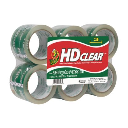 Picture of Duck HD Clear Extra-Wide Heavy Duty Packaging Tape, 3in x 55 Yd., Clear, Pack Of 6