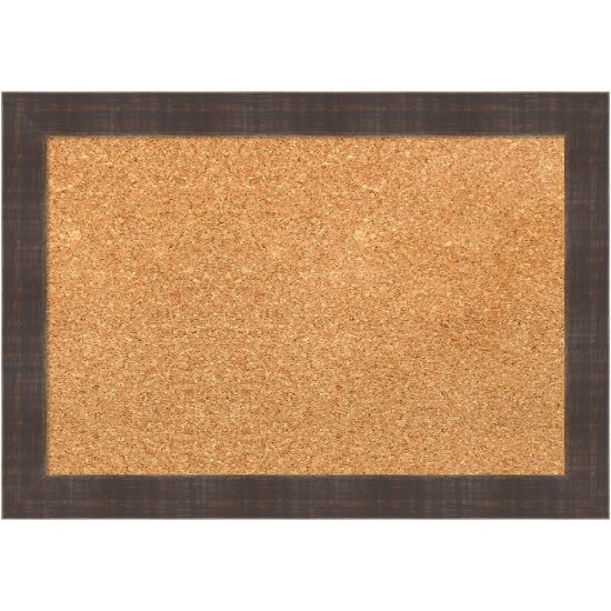 Picture of Amanti Art Cork Bulletin Board, 20in x 14in, Natural, Whiskey Brown Rustic Wood Frame