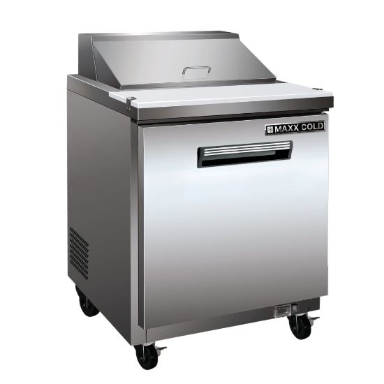 Picture of Edgecraft Maxx-Cold MXCR29SHC 7 Cu Ft 1-Door Refrigerated Stainless-Steel Sandwich/Salad Prep Station, Silver