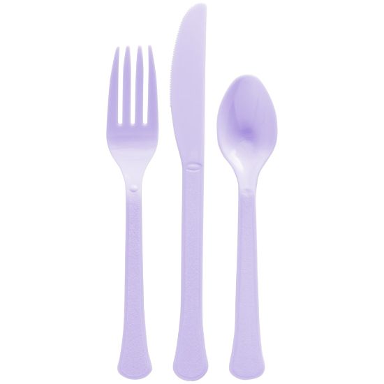 Picture of Amscan Boxed Heavyweight Cutlery Assortment, Lavender, 200 Utensils Per Pack, Case Of 2 Packs