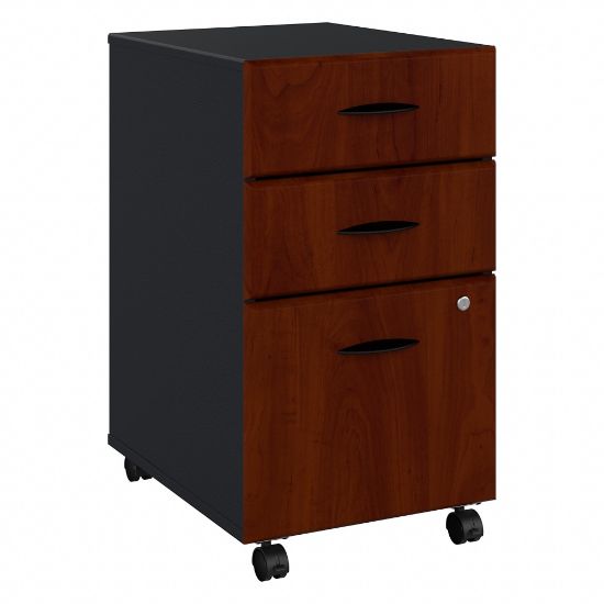 Picture of Bush Business Furniture Office Advantage 21inD Vertical 3-Drawer Mobile File Vertical File Cabinet, Hansen Cherry/Galaxy, Delivery