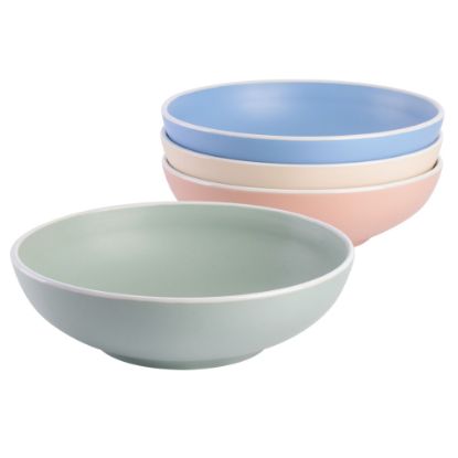 Picture of Spice by Tia Mowry Creamy Tahini 4-Piece Round Stoneware Dinner Bowl Set, Assorted Colors