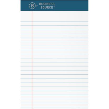 Picture of Business Source Premium Writing Pad - 5in x 8in - White Paper - Tear Proof, Sturdy Back, Bleed-free - 1 Dozen