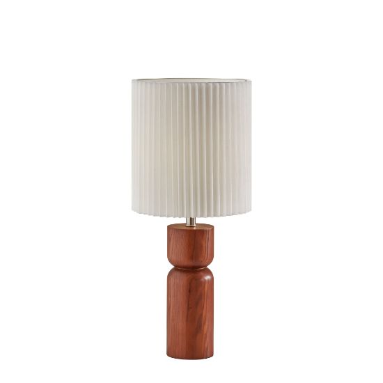 Picture of Adesso James Table Lamp, 28inH, Off-White Shade/Walnut Oak Base