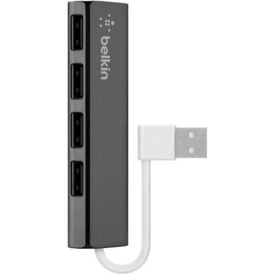 Picture of Belkin 4-Port Ultra-Slim Travel Hub - USB - External - 4 USB Port(s) - 4 USB 2.0 Port(s) - PC, Mac