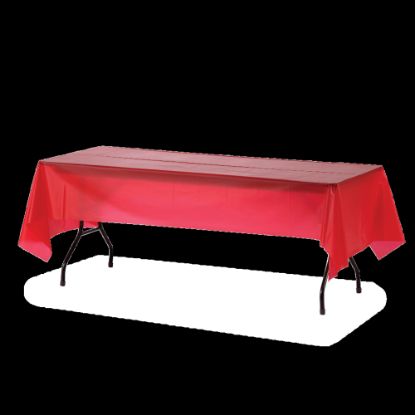 Picture of Genuine Joe Plastic Table Covers, 54in x 108in, Red, Pack Of 6