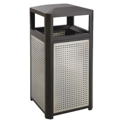 Picture of Safco Evos Series Side-Opening Steel Waste Receptacle, 15-Gallon, 33 1/4inH x 16inW x 16inD, Black/Gray