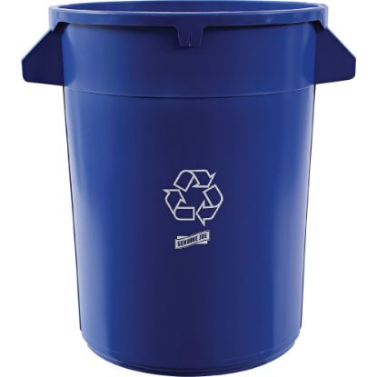 Picture of Genuine Joe Heavy-duty Trash Container - 32 gal Capacity - Plastic - Blue