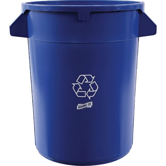 Picture of Genuine Joe Heavy-duty Trash Container - 32 gal Capacity - Plastic - Blue