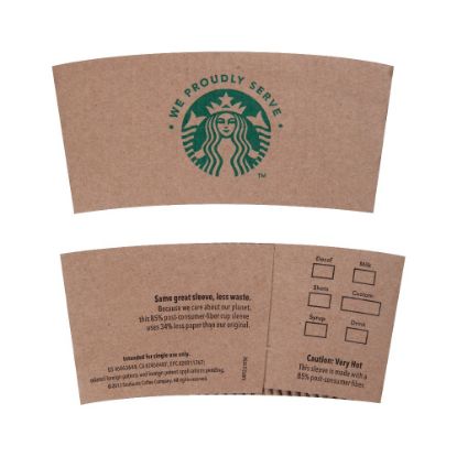 Picture of Starbucks "We Proudly Serve Starbucks" Hot Cup Sleeves, Kraft Paper, Brown, Pack Of 1,380