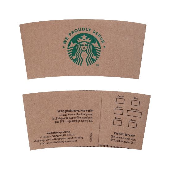 Picture of Starbucks "We Proudly Serve Starbucks" Hot Cup Sleeves, Kraft Paper, Brown, Pack Of 1,380