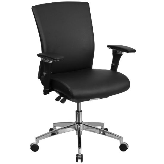 Picture of Flash Furniture HERCULES Series 24/7 Intensive-Use Ergonomic Mid-Back Executive Multifunction Office Chair With Seat Slider And Adjustable Lumbar, Black LeatherSoft/Gray