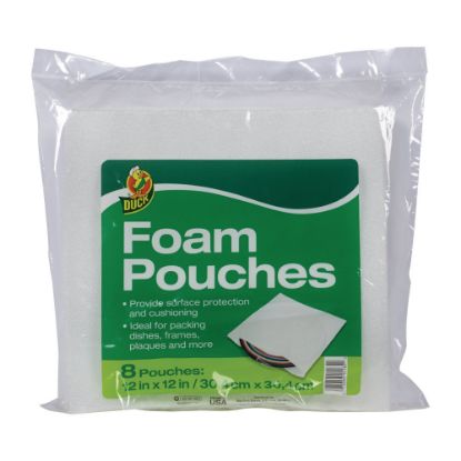 Picture of Duck Brand Foam Pouches - 12in Width x 12in Length - 8 Wrap(s) - Non-abrasive - Foam - Clear