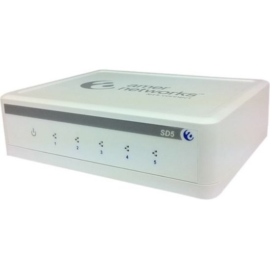 Picture of Amer SD5 Ethernet Switch - 5 Ports - Fast Ethernet - 10/100Base-TX - 2 Layer Supported - Twisted Pair - Desktop - Lifetime Limited Warranty