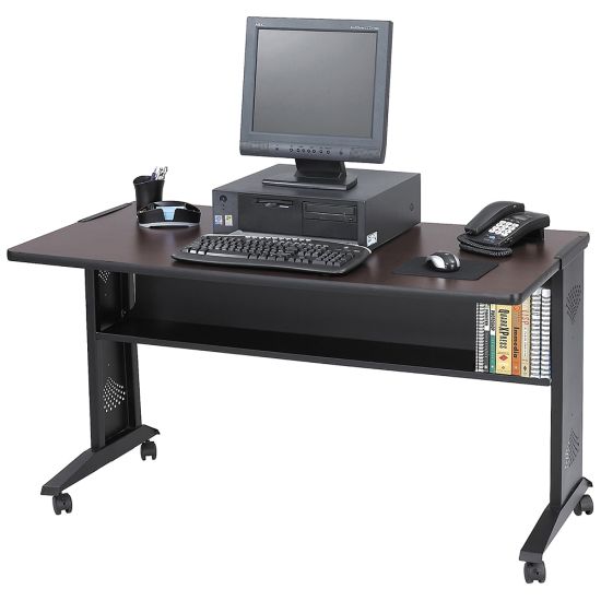 Picture of Safco Reversible-Top Computer Desk, 54inW, Mahogany & Medium Oak/Black