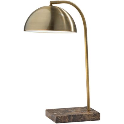 Picture of Adesso Paxton Desk Lamp, 18inH, Antique Brass Shade/Brown Marble Base