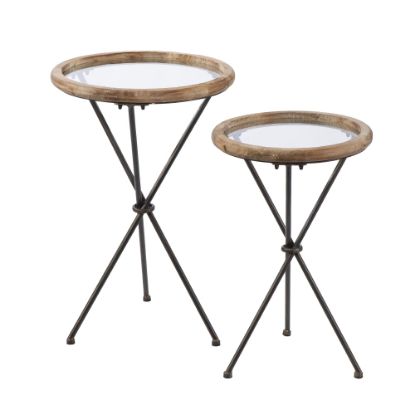 Picture of SEI Crellon Glass-Top Accent Tables, Natural/Black, Set Of 2 Tables