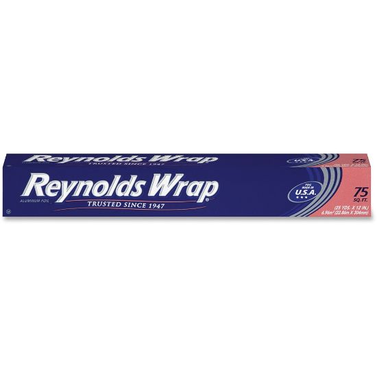 Picture of Reynolds Wrap Standard Aluminum Foil - 12in Width x 75 ft Length - Moisture Proof, Grease Proof, Odor Proof, Durable, Heat Resistant, Cold Resistant, Molded - Aluminum - Silver - 35 / Carton