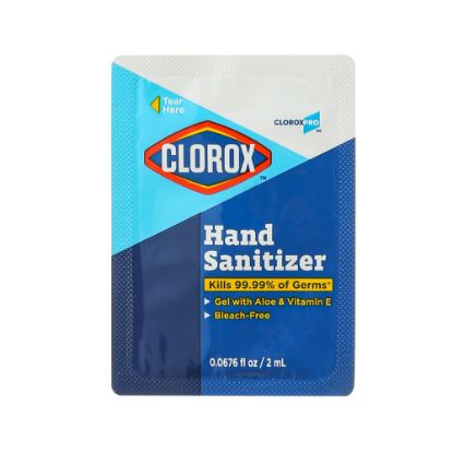 Picture of Clorox Pro Single-Use Hand Sanitizer Gel, 0.067 Oz (2 ml), 100 Per Box, Case Of 12 Boxes