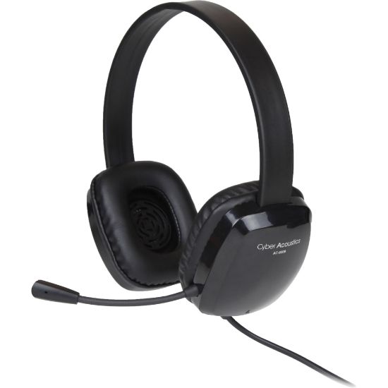 Picture of Cyber Acoustics Stereo Headset w/ Single Plug - Stereo - Mini-phone (3.5mm) - Wired - 20 Hz - 20 kHz - Over-the-head - Binaural - Circumaural - 6 ft Cable - Noise Cancelling, Uni-directional Microphone - Noise Canceling