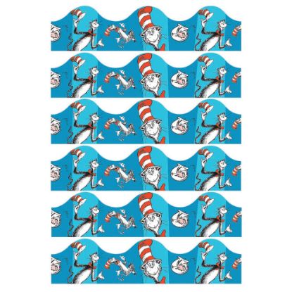 Picture of Eureka School Deco Trim, Cat in the Hat Blue, 37ft Per Pack, Set Of 6 Packs