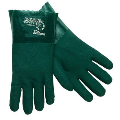 Picture of Memphis Glove Premium Double-Dipped PVC Gloves, Mens, Green, Pack Of 12 Pairs