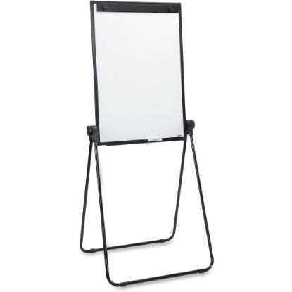 Picture of Lorell 2-sided Dry-Erase Easel with Flip-Chart Clip - 36in (3 ft) Width x 24in (2 ft) Height - Melamine Surface - Black Steel Frame - Rectangle - 1 Each