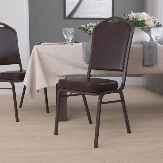 Picture of Flash Furniture HERCULES Series Crown Back Stacking Banquet Chair, Brown/Copper Vein