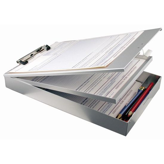 Picture of Office Depot Brand Dual Form Holder Storage Clipboard, 89% Recycled, 14in x 9in, Aluminum