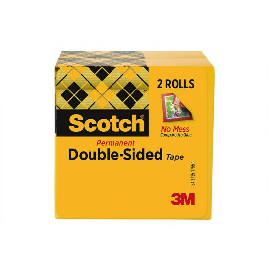 Picture of Scotch Double Sided Tape, Permanent, 1/2 in x 1296 in, 2 Tape Rolls, Clear, Home Office and School Supplies