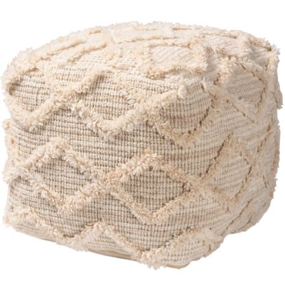 Picture of Baxton Studio Carilyn Handwoven Wool Blend Pouf Ottoman, Ivory