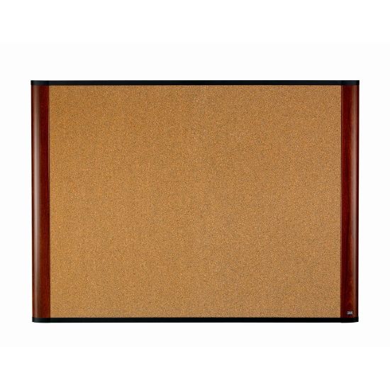 Picture of 3M Cork Bulletin Board, 48in x 36in, Aluminum Frame With Mahogany Finish