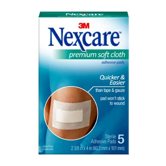 Picture of 3M Nexcare Premium Adhesive Pads, 2 3/8in x 4in, Pack Of 3