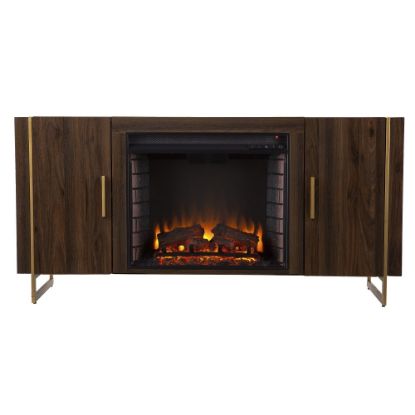 Picture of SEI Furniture Dashton Electric Fireplace, 27inH x 55inW x 16-1/2inD, Brown/Gold