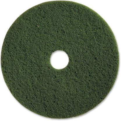 Picture of Genuine Joe 17in Scrubbing Floor Pad - 17in Diameter - 5/Carton x 17in Diameter x 1in Thickness - Scrubbing, Floor - 175 rpm to 350 rpm Speed Supported - Heavy Duty, Long Lasting, Dirt Remover, Durable - Fiber - Green