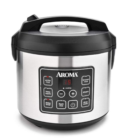 Picture of Aroma ARC-150SB 20-Cup Digital Cool-Touch Rice Cooker, 10-7/8inH x 11-1/4inW x 10-7/8inD, Silver