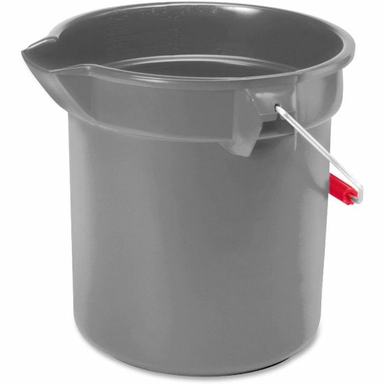 Picture of Rubbermaid Commercial Brute 10-quart Utility Bucket - 2.50 gal - Heavy Duty, Rust Resistant, Bend Resistant - 10.2in - Plastic, Steel, High-density Polyethylene (HDPE) - Gray, Nickel, Chrome - 12 / Carton