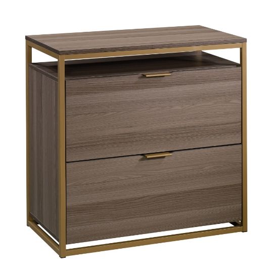 Picture of Sauder International Lux 30-5/16inW x 16-1/2inD Lateral 2-Drawer File Cabinet, Diamond Ash/Satin Gold