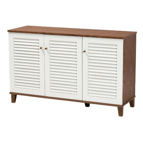 Picture of Baxton Studio Coolidge 8-Shelf Shoe Storage Cabinet, White/Walnut