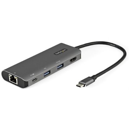 Picture of StarTech.com USB C Multiport Adapter - 10Gbps USB 3.1 Gen 2 Type-C Mini Dock - 4K 30Hz HDMI - 100W PD Passthrough - 3xUSB/GbE - 10in Cable - USB-C multiport adapter (10Gbps USB 3.1/3.2 Gen 2) with 4K 30Hz HDMI/2x USB-A/1x USB-C/GbE