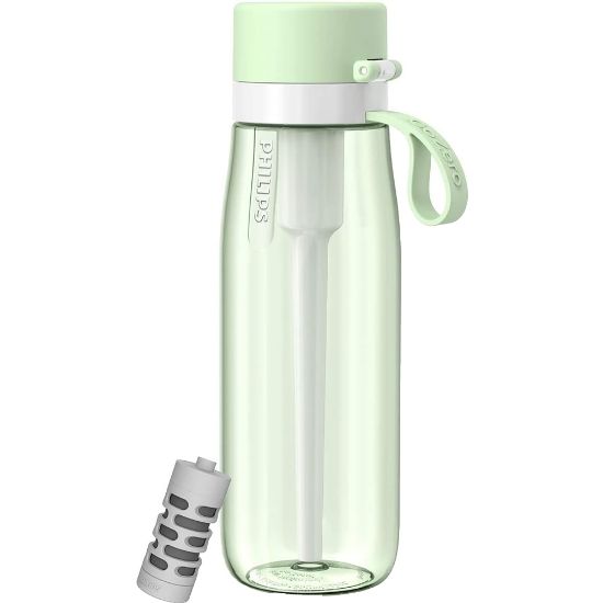 Picture of Philips GoZero Everyday Tritan Water Bottle With Filter, 22 Oz, Green