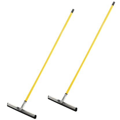 Picture of Alpine Dual Moss Heavy-Duty Floor Squeegees, 18in, 50in Handle, Yellow, Pack Of 2 Squeegees