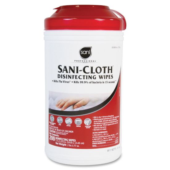 Picture of Sani Professional Disinfecting Multi-Surface Wipes, Unscented, 200 Wipes Per Canister, Case Of 6 Canisters